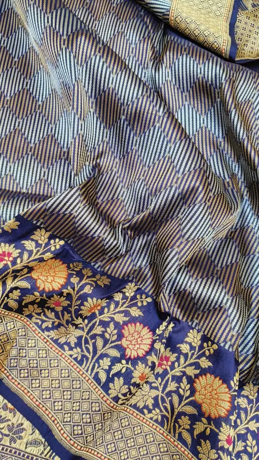 Blue Banarasi Pure Katan Silk Handloom Saree