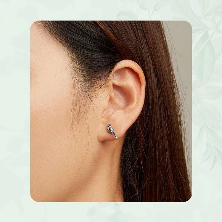 Blue Bird Sterling Silver and CZ Stud Earrings