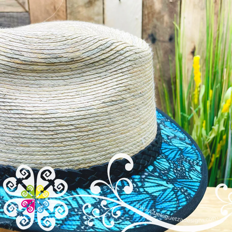 Blue Monarca Butterfly - Fedora Palm Hat