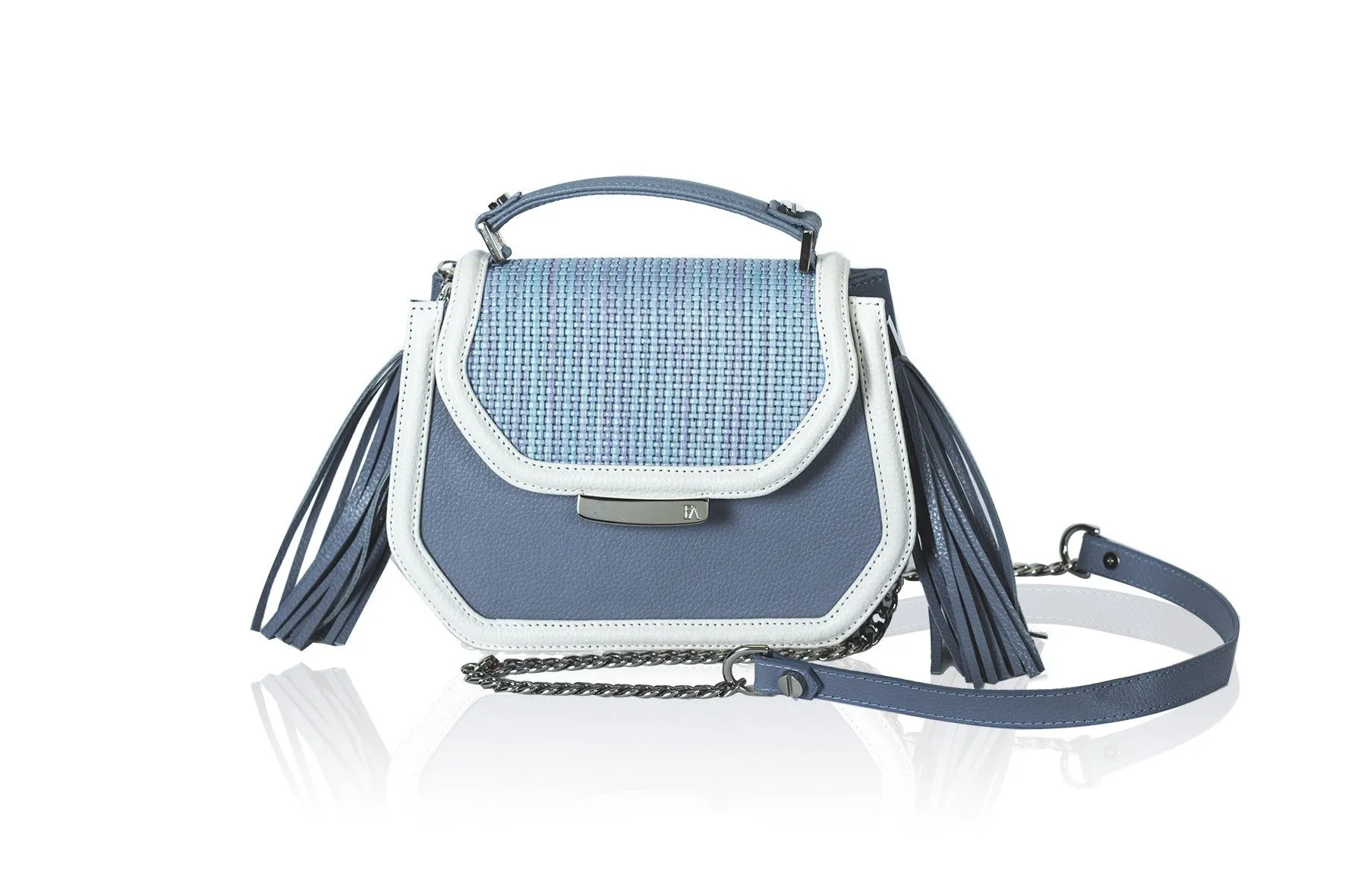 Blue Raffia Mini Anabella Tote