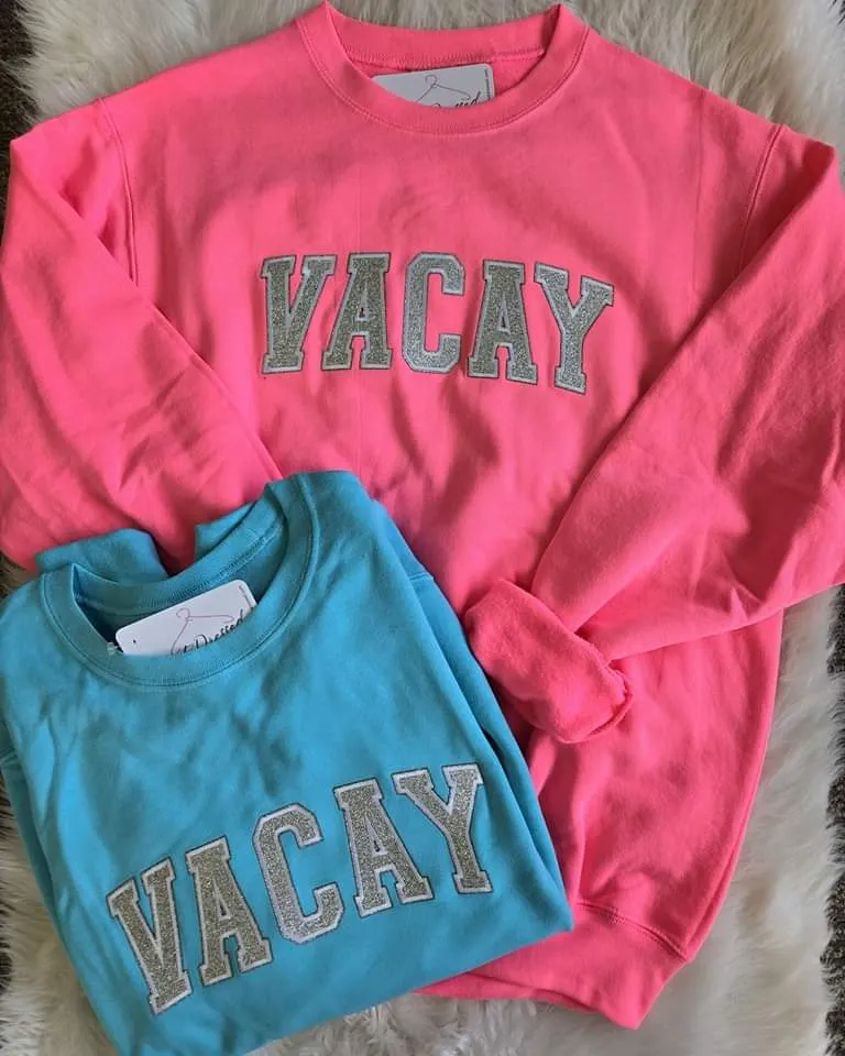 Blue Vacay Glitter Sweatshirt