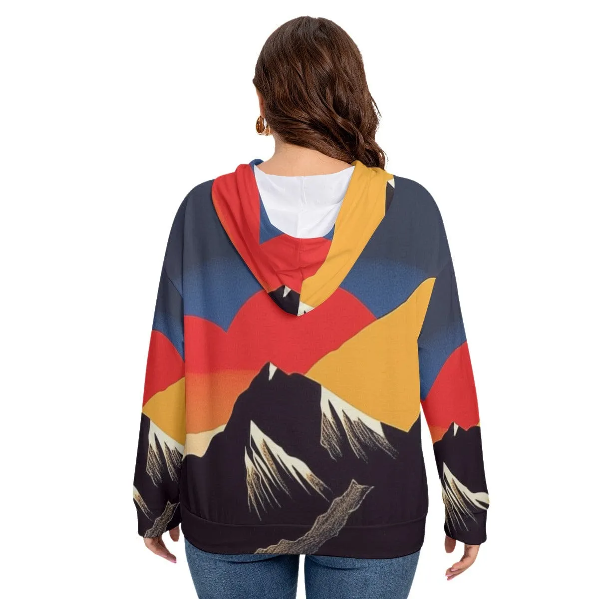 Bold Mountain Women's Long Sleeve Sweatshirt With Hood(Plus Size)