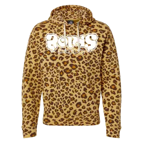 Boris "Heavy Rocks:” White Logo Leopard Hooded Sweatshirt