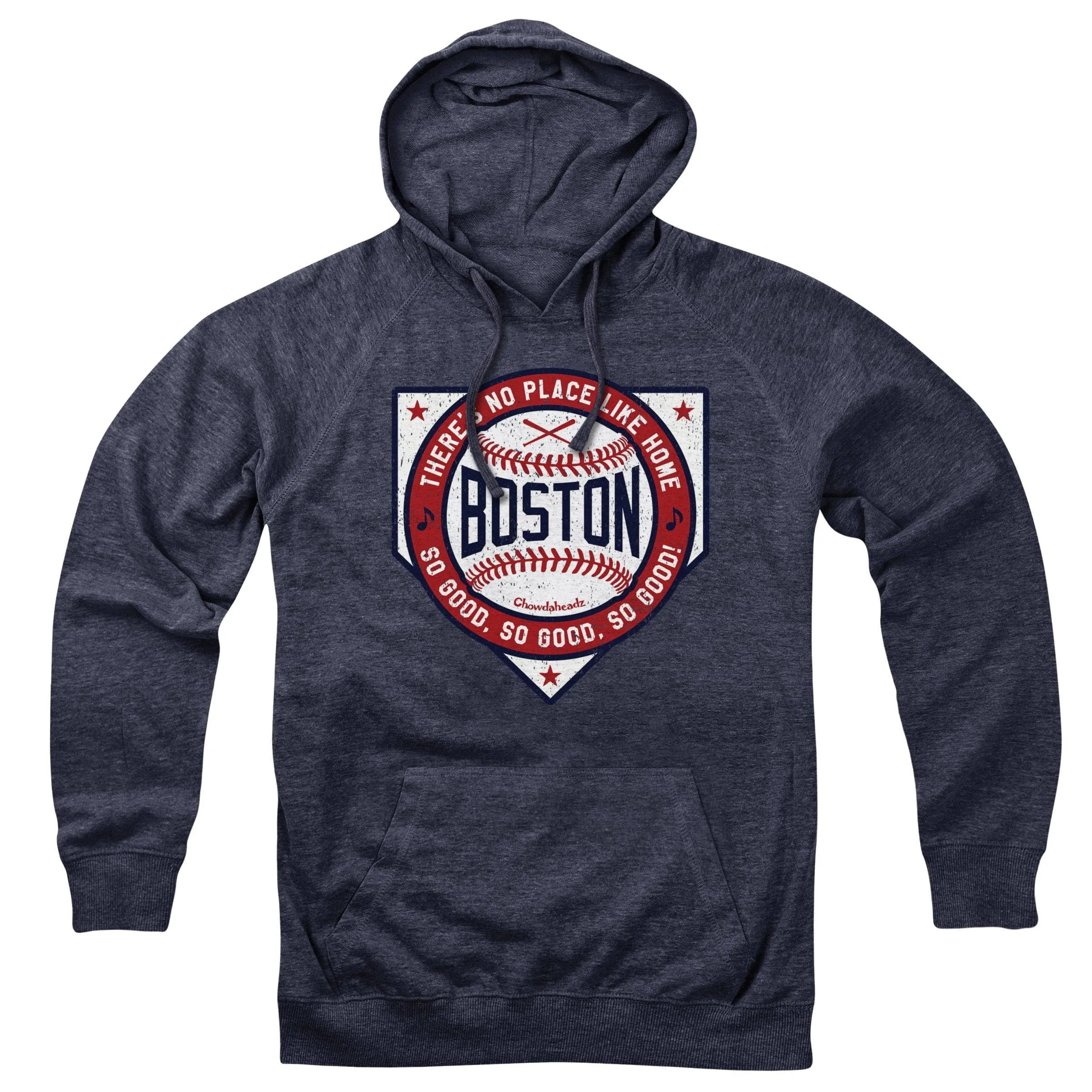 Boston There's No Place Like Home Baseball Hoodie: L / Gray/Chowdaheadz -