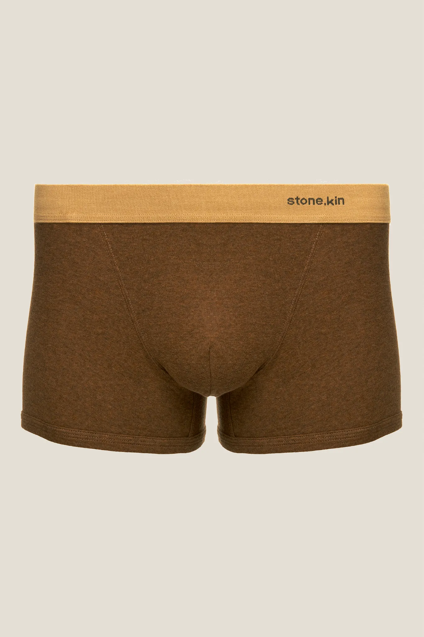 Boxer Brief in Organic Cotton Rib - Brown & Camel