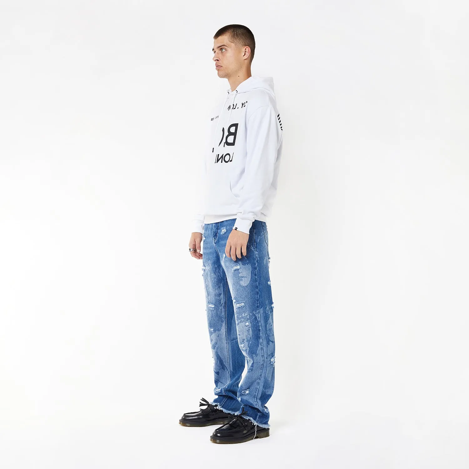 BOY EAGLE TYPO EMBROIDERY HOODIE - WHITE