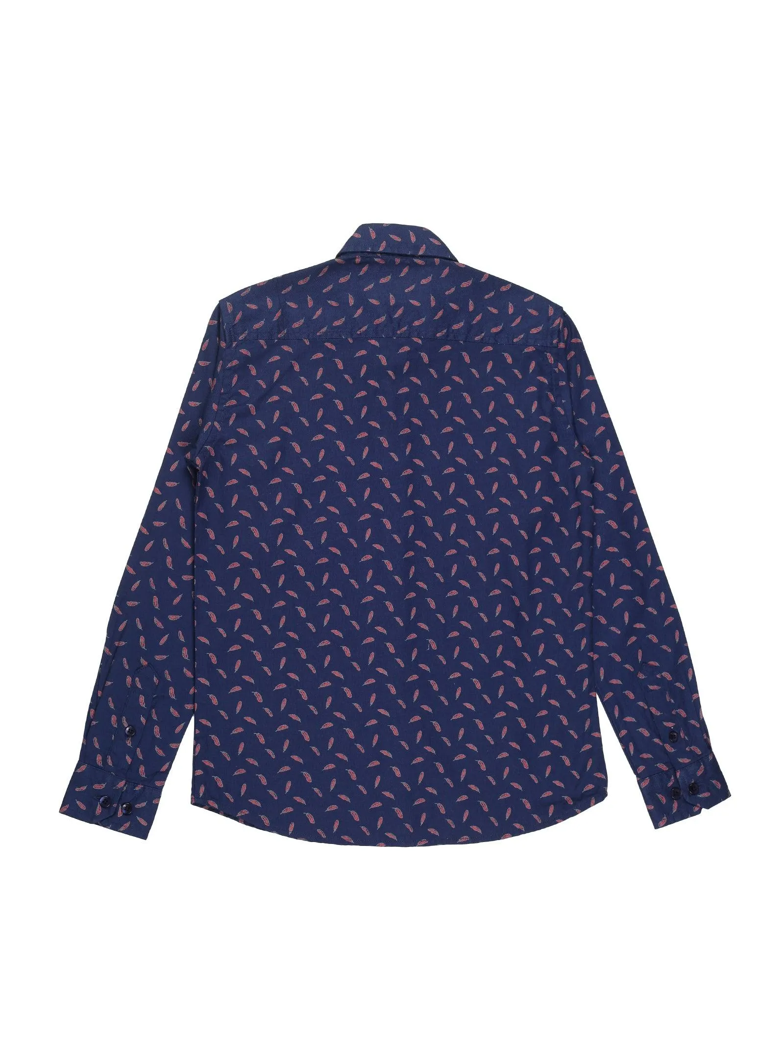 BOY'S NAVY PRINT REGULAR FIT SHIRT