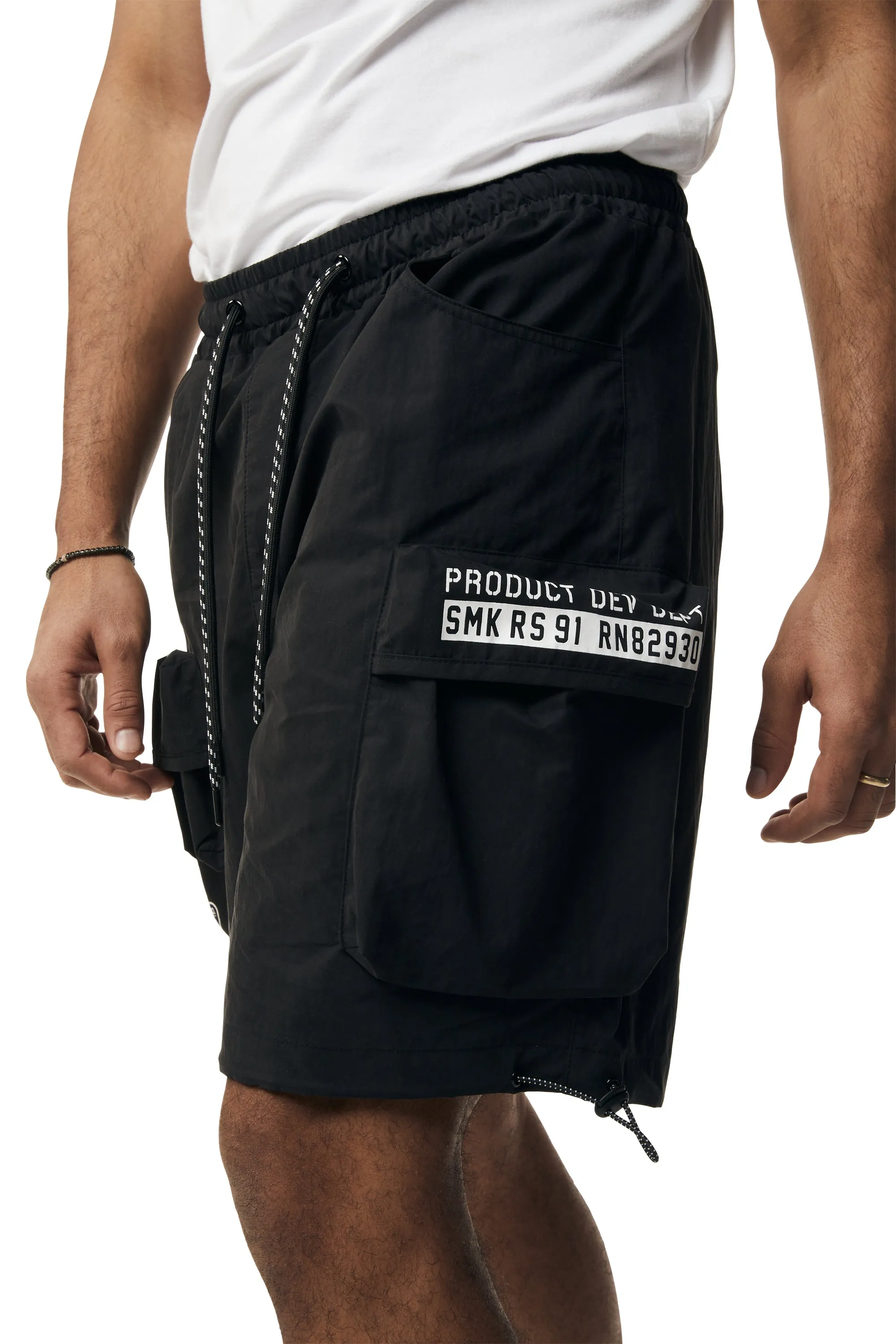 Brushed Cargo Shorts - Black