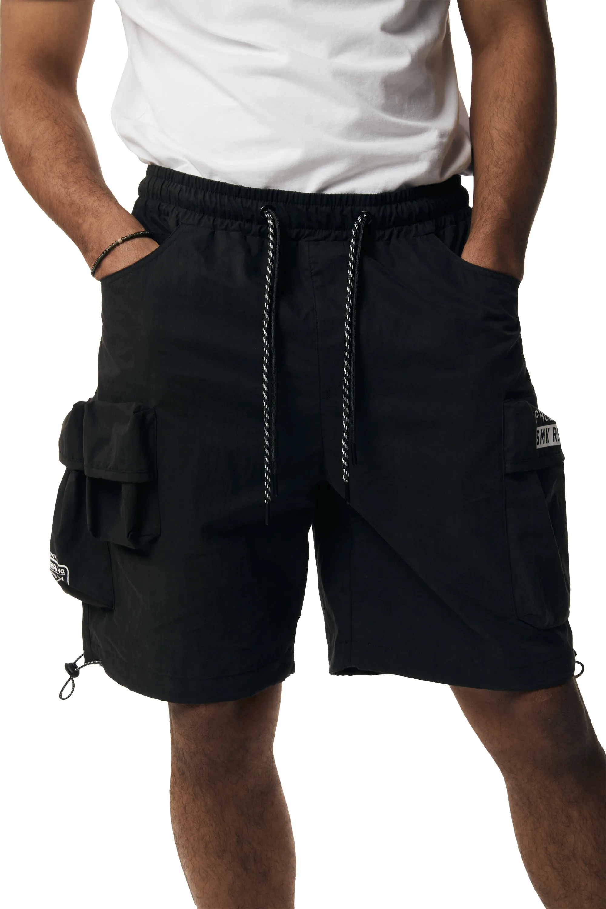 Brushed Cargo Shorts - Black