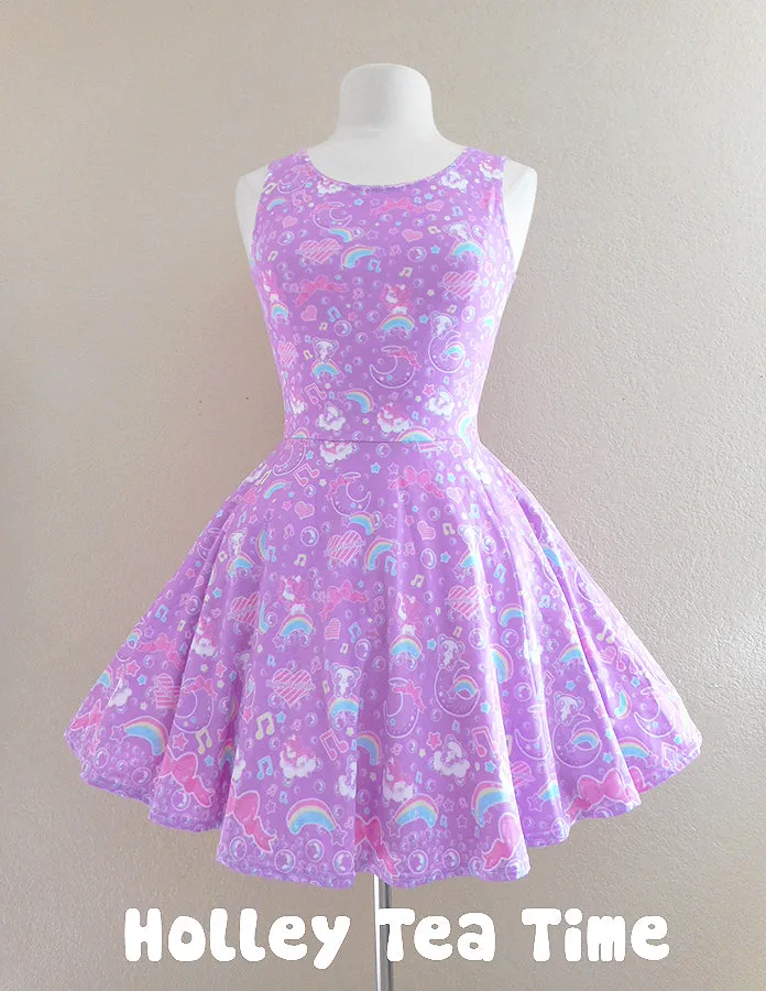 Bubbly dreams purple skater dress [made to order]