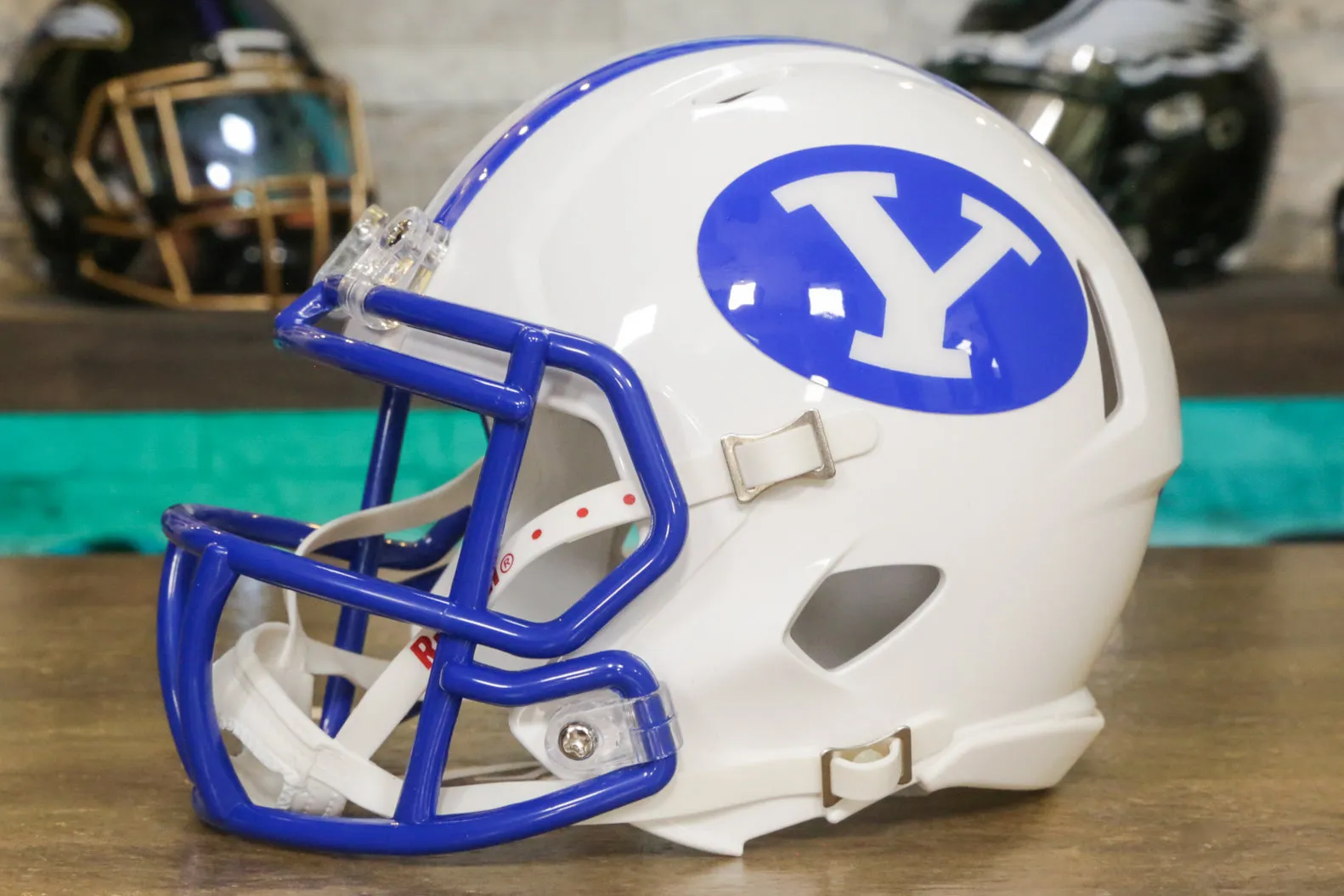 BYU Cougars Riddell Speed Mini Helmet - White/Royal Blue