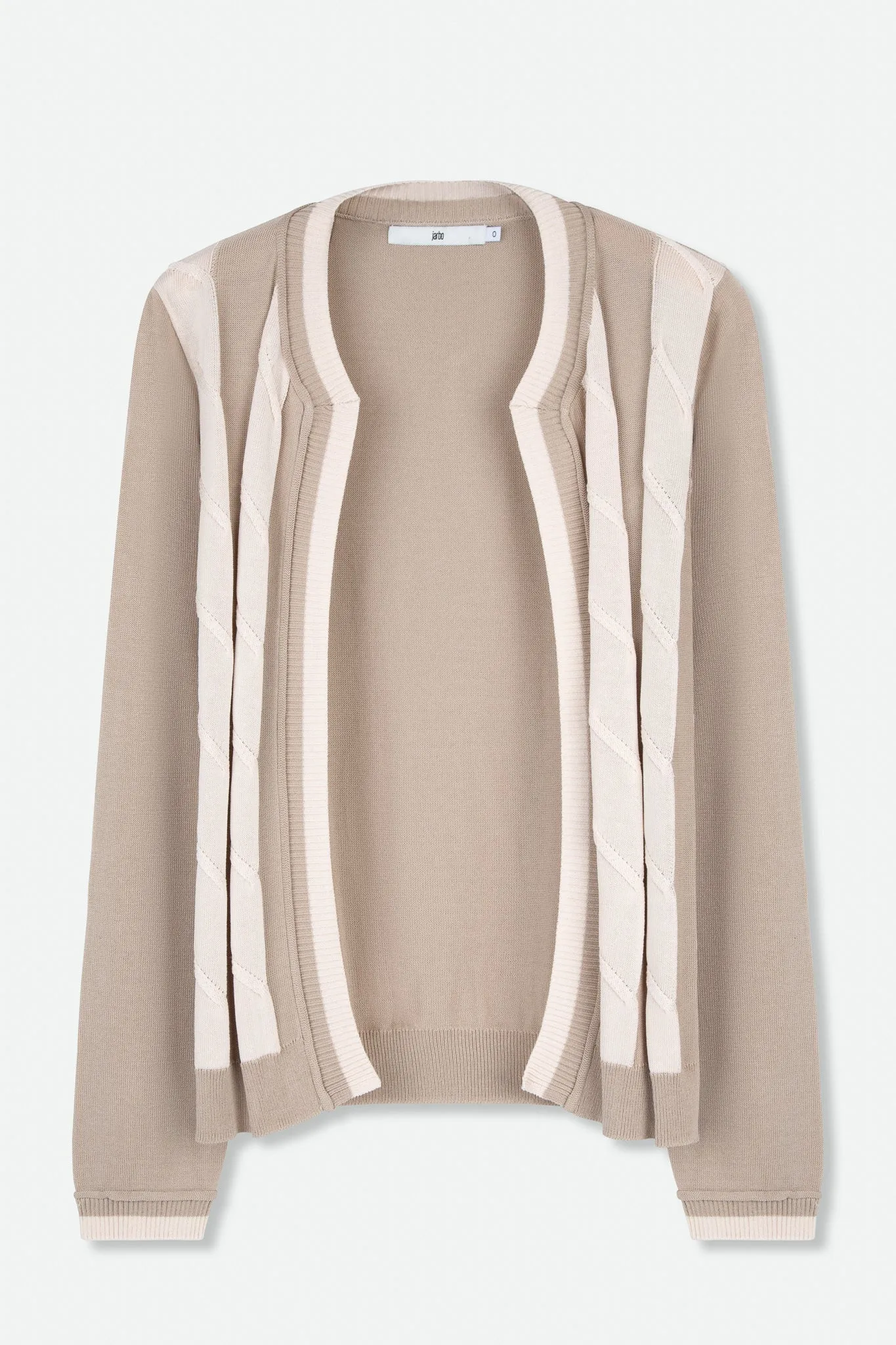 CABLE TWO-TONE CARDIGAN IN ITALIAN HIGH TWIST COTTON