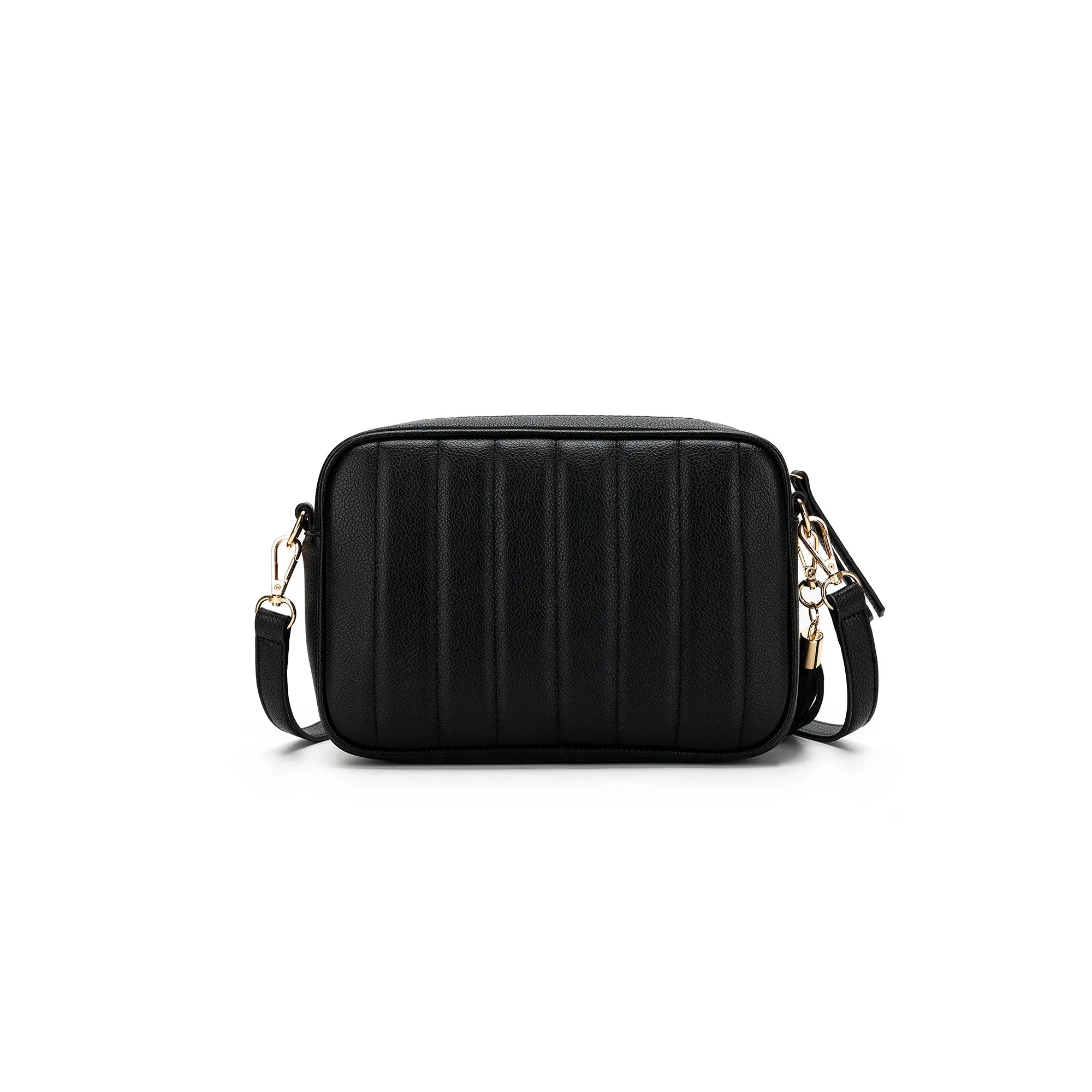 Carter Black PU Quilted Crossbody Bag