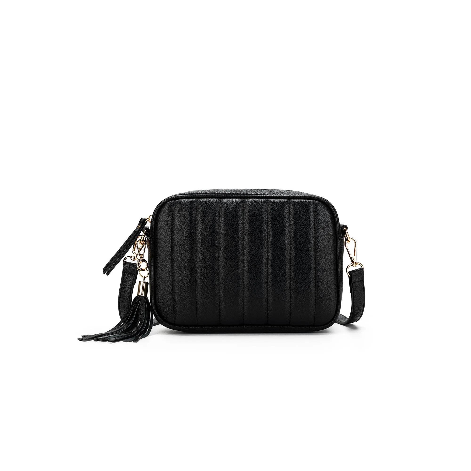 Carter Black PU Quilted Crossbody Bag