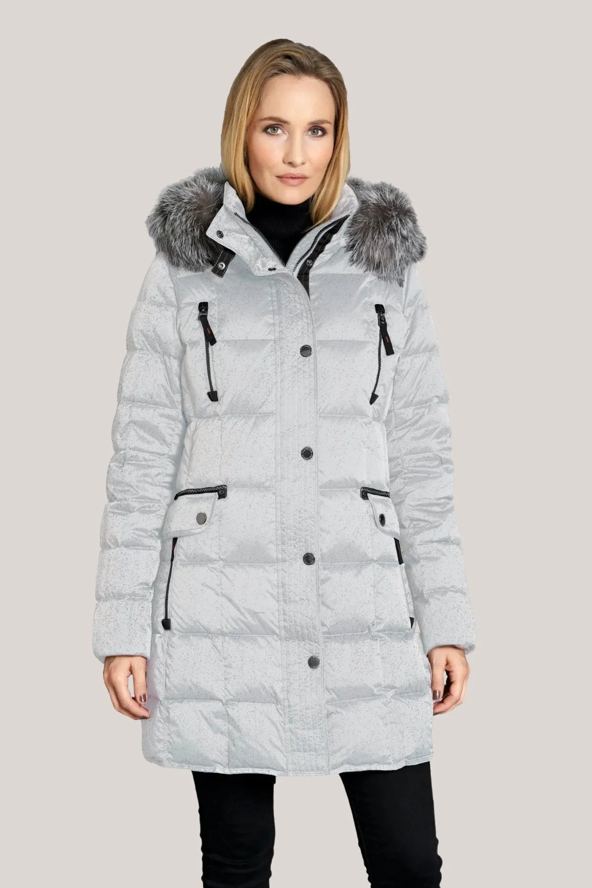 CARYS Down Coat with Detachable Natural Fur Hood 2860