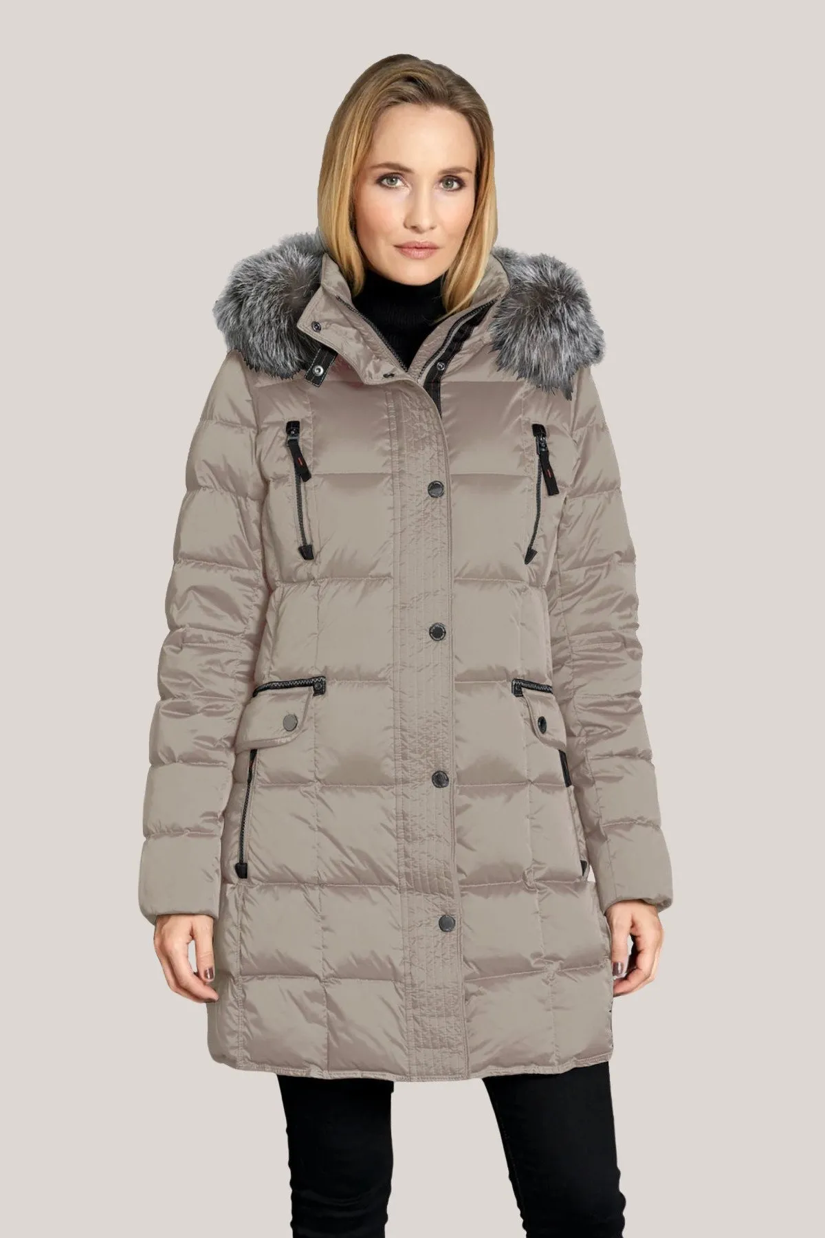 CARYS Down Coat with Detachable Natural Fur Hood 2860