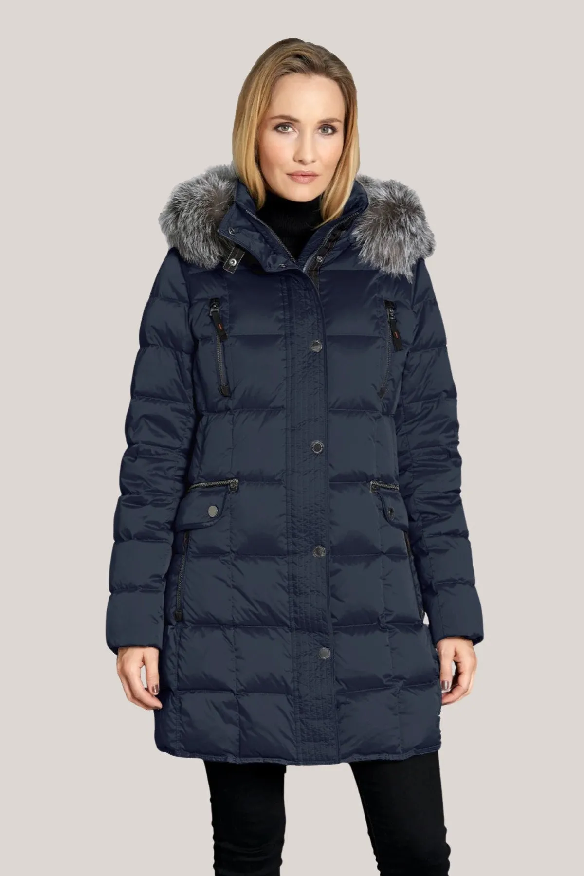 CARYS Down Coat with Detachable Natural Fur Hood 2860