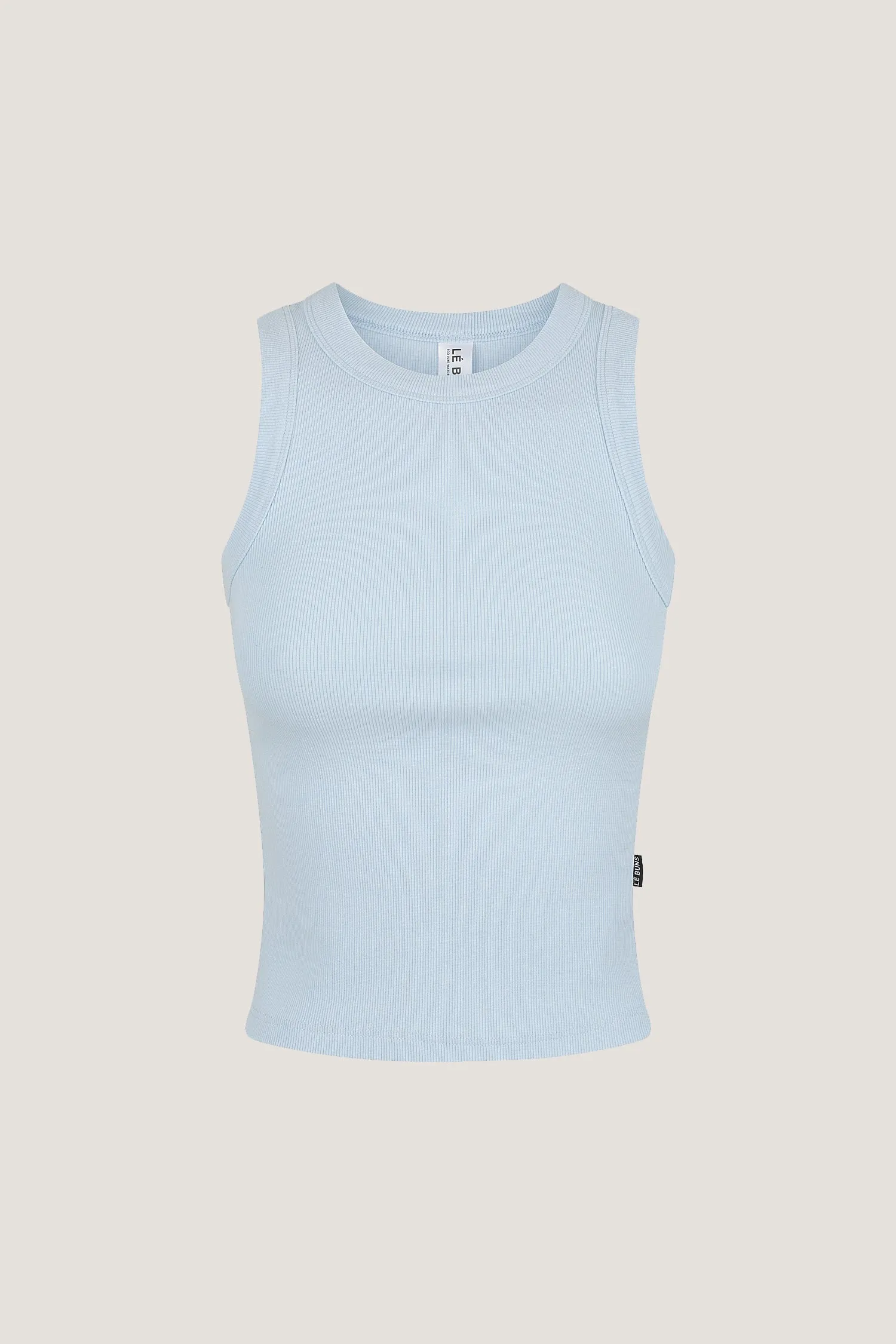 CELESTE RIBBED FITTED SINGLET TANK TOP - SKY