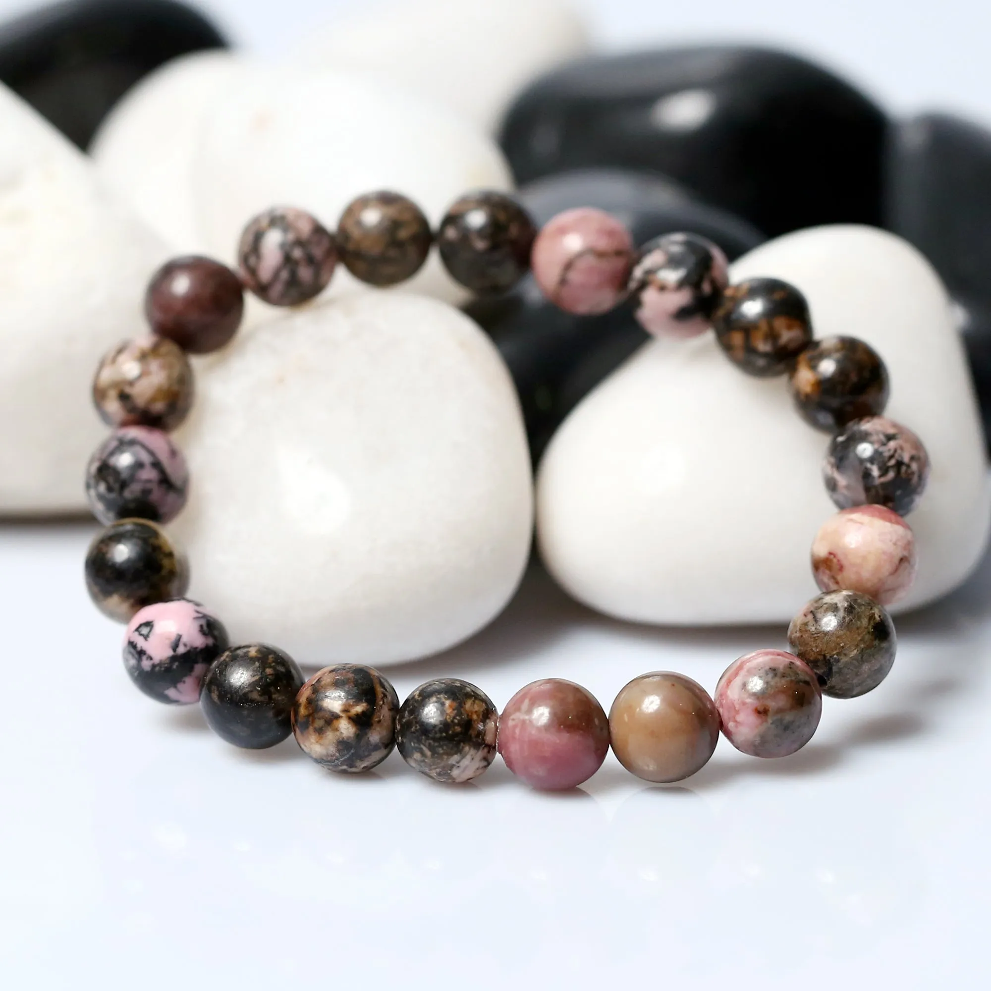 Certified Rhodonite 8mm Natural Stone Bracelet