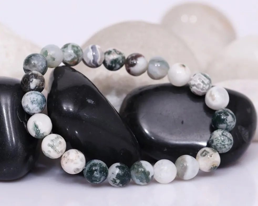 Certified Tree Agate 8mm  Natural Stone Bracelet