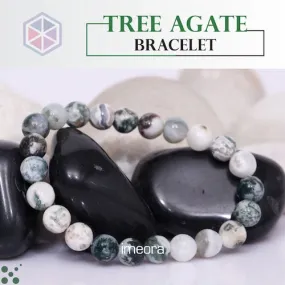 Certified Tree Agate 8mm  Natural Stone Bracelet