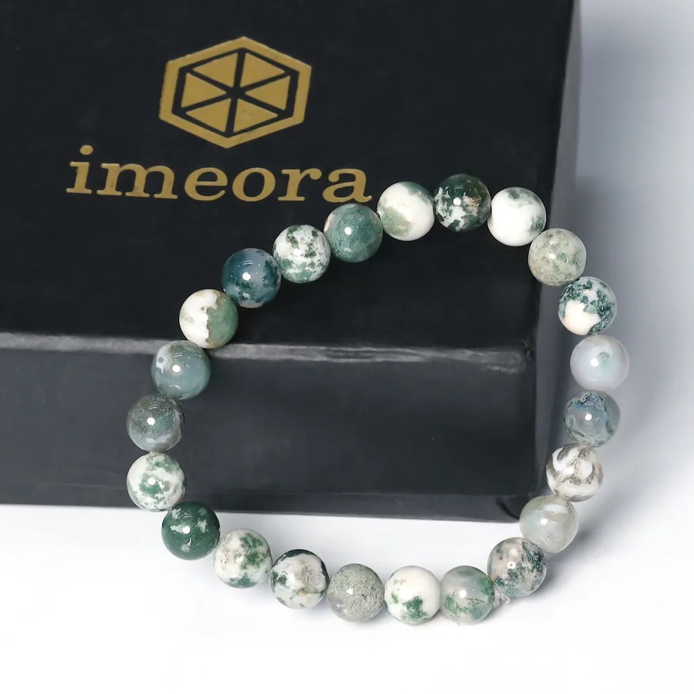 Certified Tree Agate 8mm  Natural Stone Bracelet