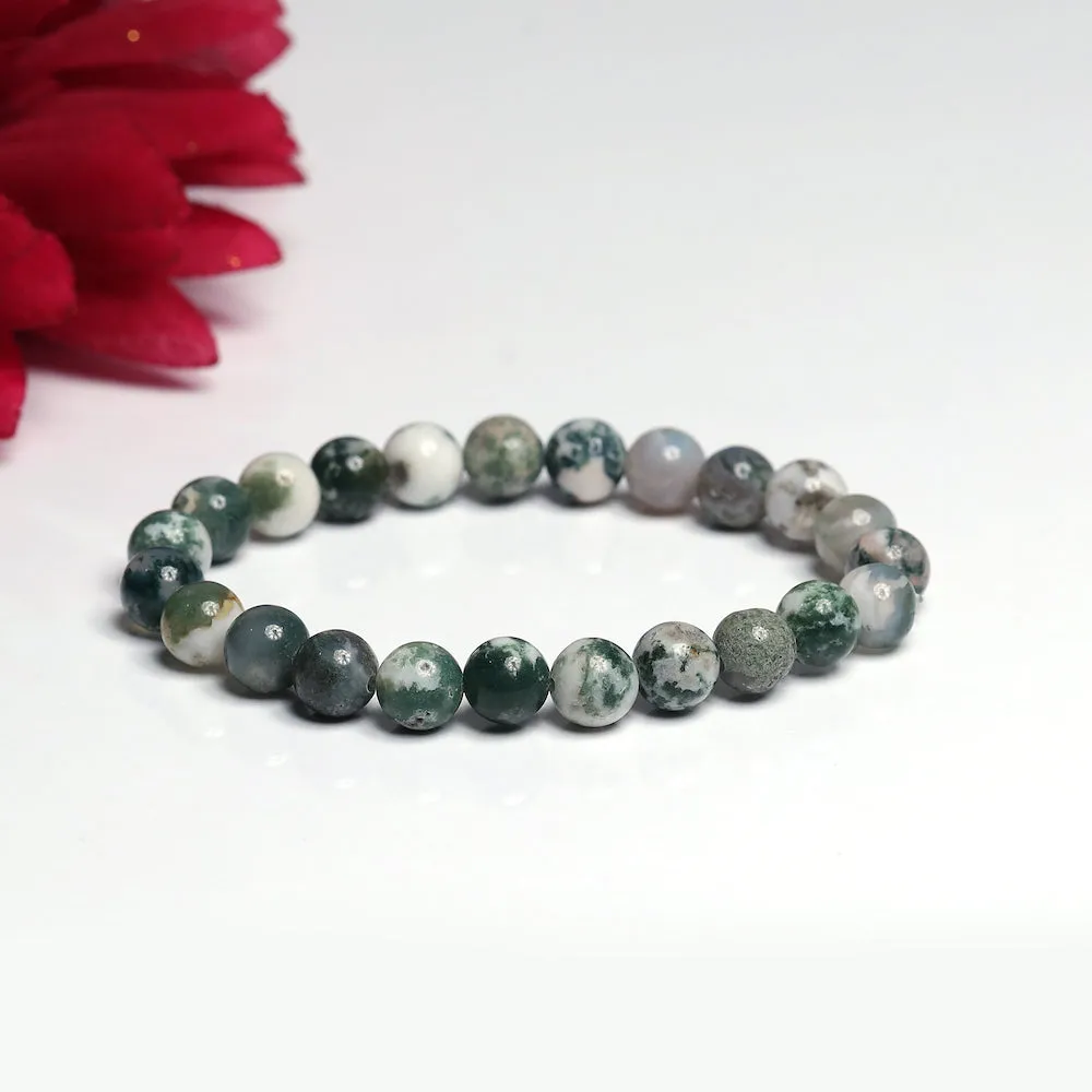 Certified Tree Agate 8mm  Natural Stone Bracelet