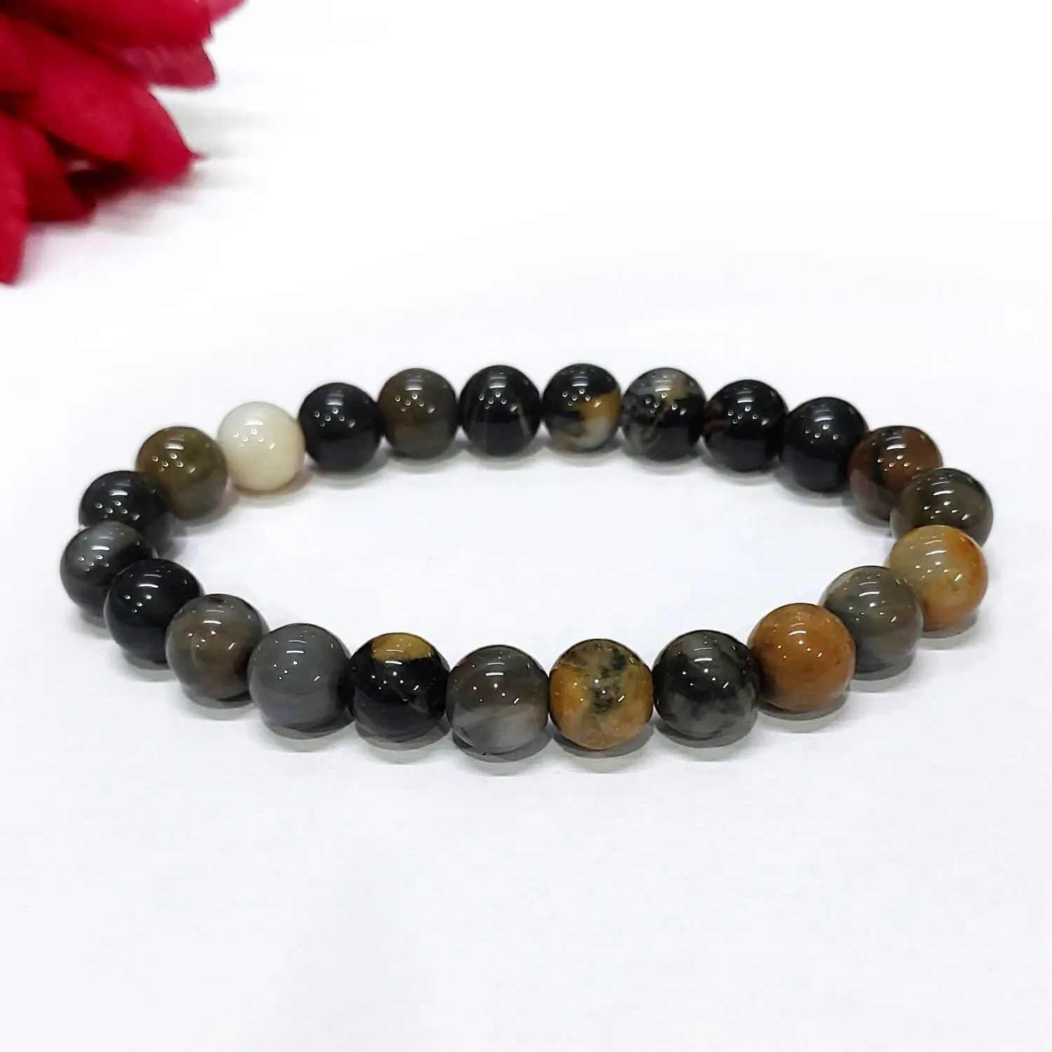 Certified Wooden Agate 8mm Natural Stone Bracelet