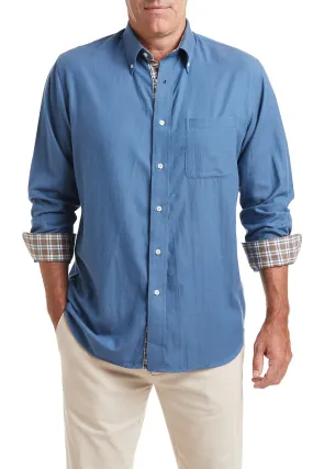 Chase Shirt Mariner Blue Twill with Stable Tattersall Tan Trim