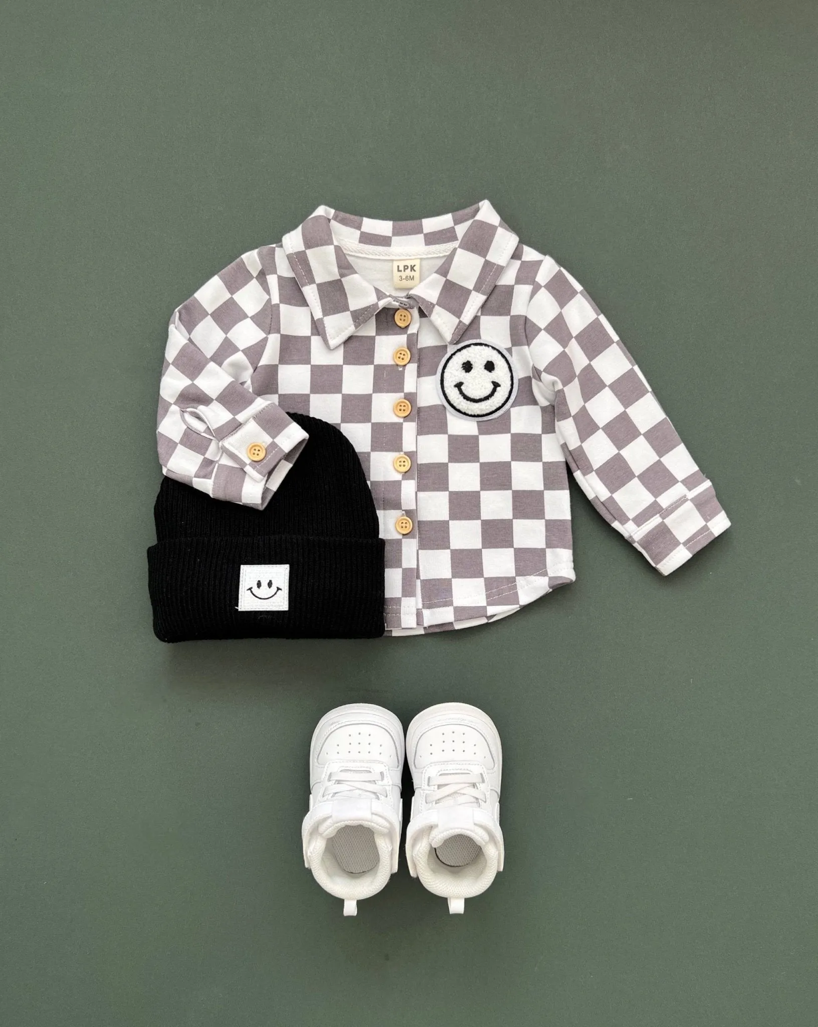 Checkered Smiley Shacket