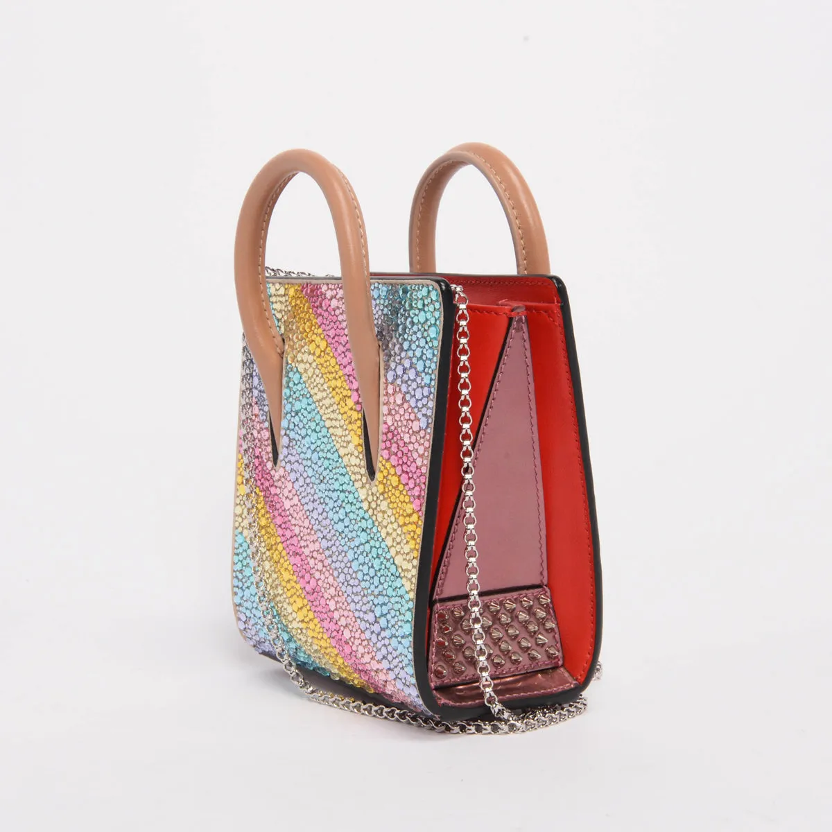 Christian Louboutin Rainbow Strass Crystal Nano Paloma Tote