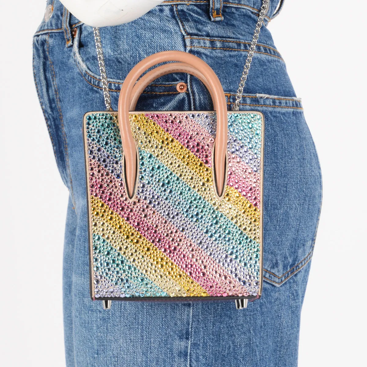 Christian Louboutin Rainbow Strass Crystal Nano Paloma Tote