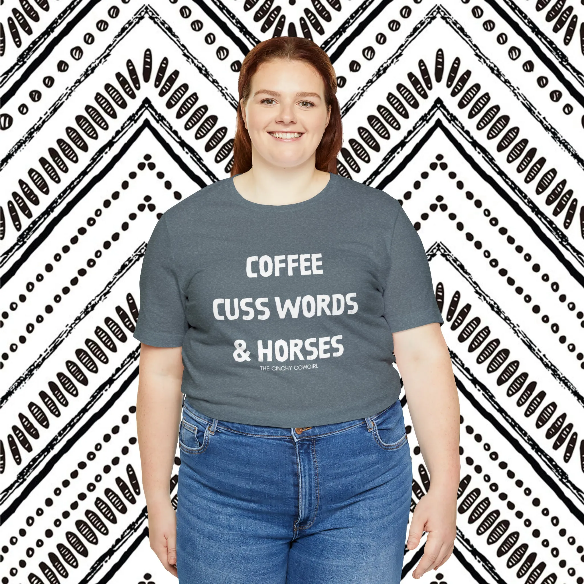 Coffee, Cuss Words, & Horses Short Sleeve Tee