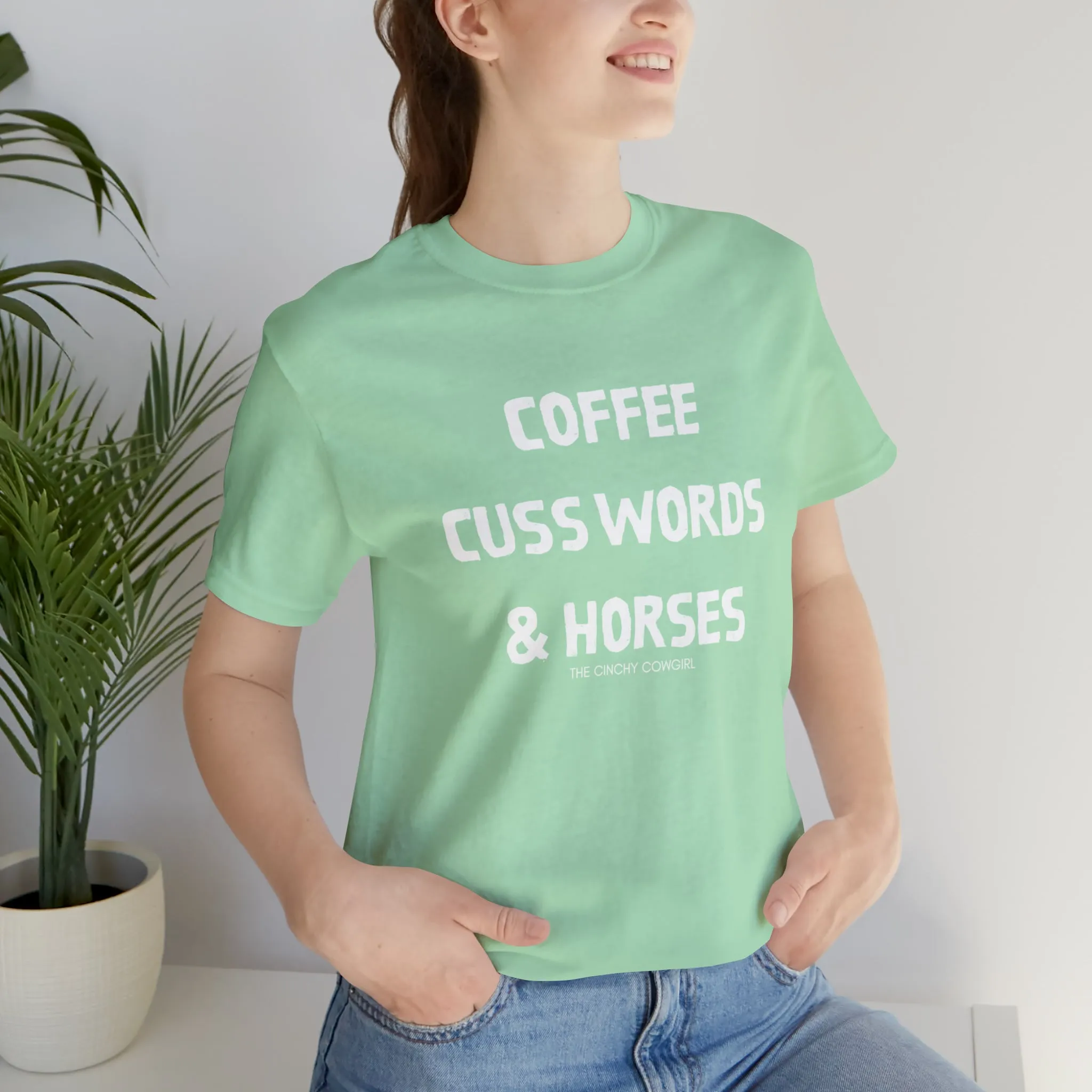 Coffee, Cuss Words, & Horses Short Sleeve Tee