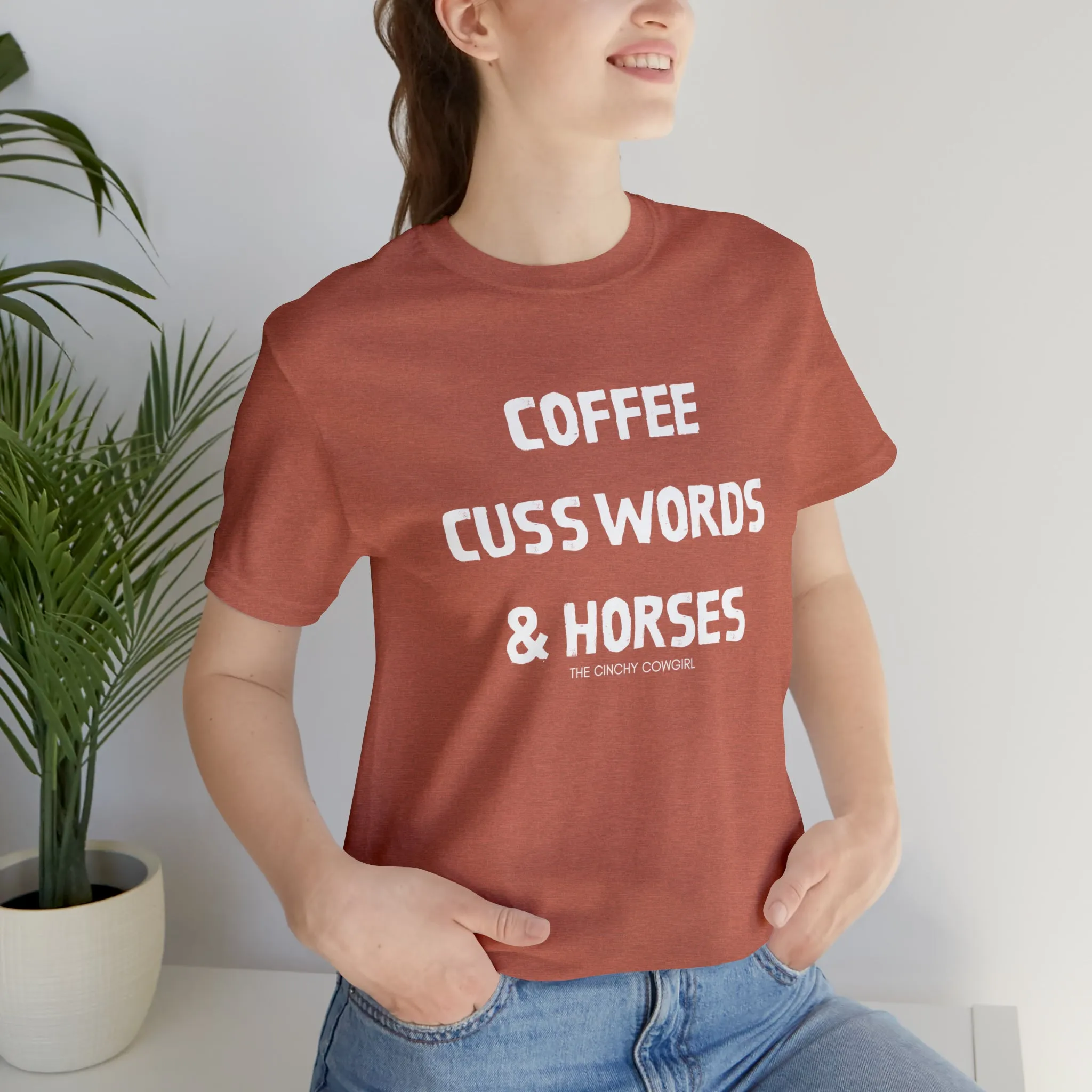 Coffee, Cuss Words, & Horses Short Sleeve Tee