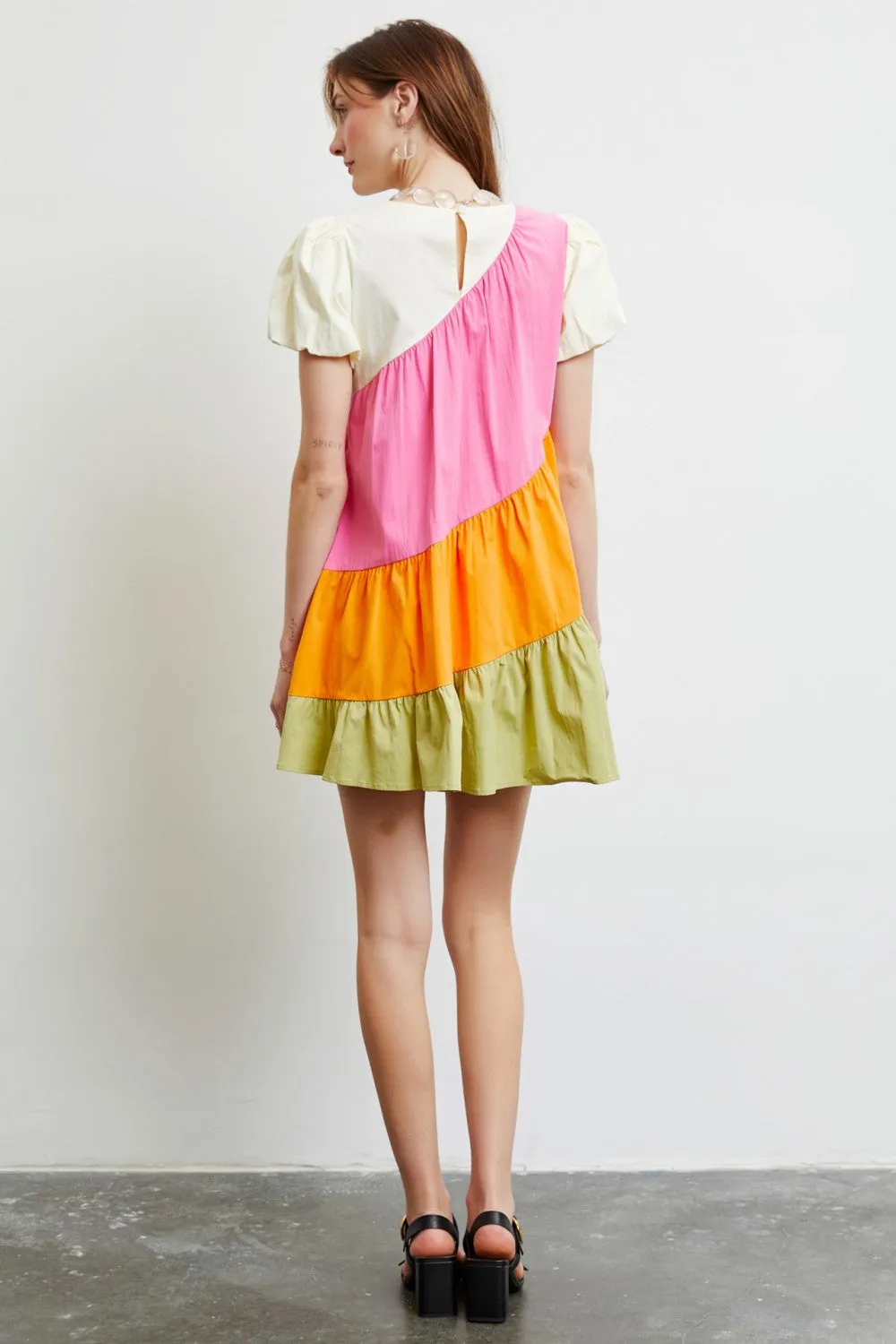 Color Block Tiered Mini Dress