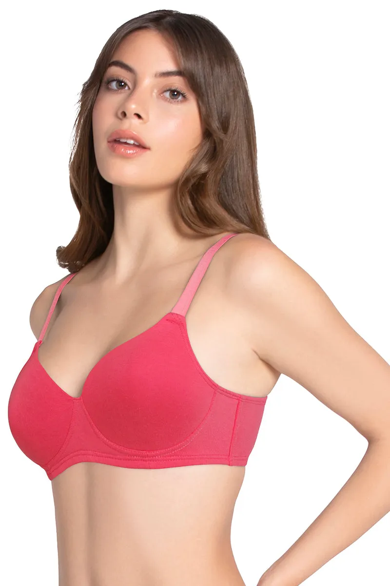 Cotton Dream Padded Non Wired T-shirt Bra - Bright Coral