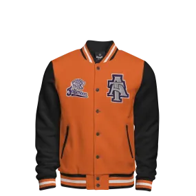 Cotton Fleece Varsity Jacket With Black Satin Lining