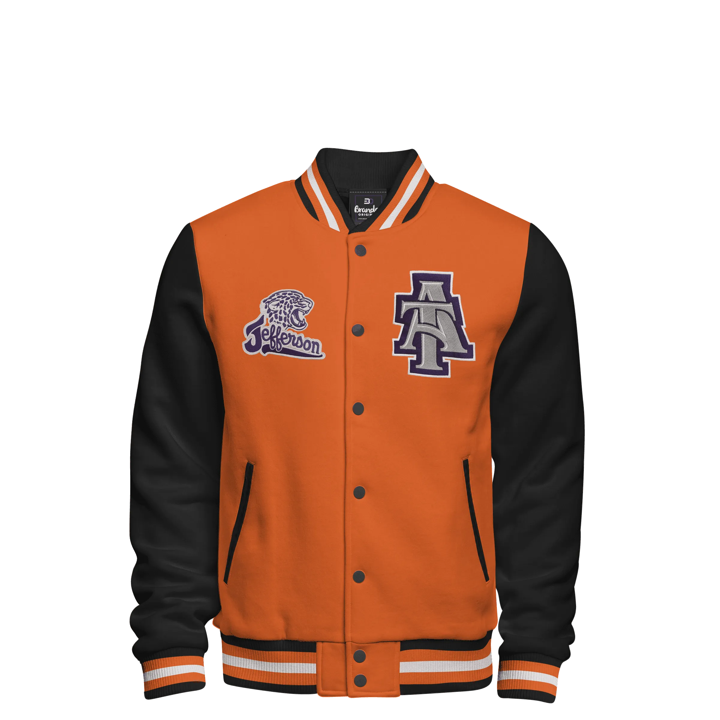 Cotton Fleece Varsity Jacket With Black Satin Lining