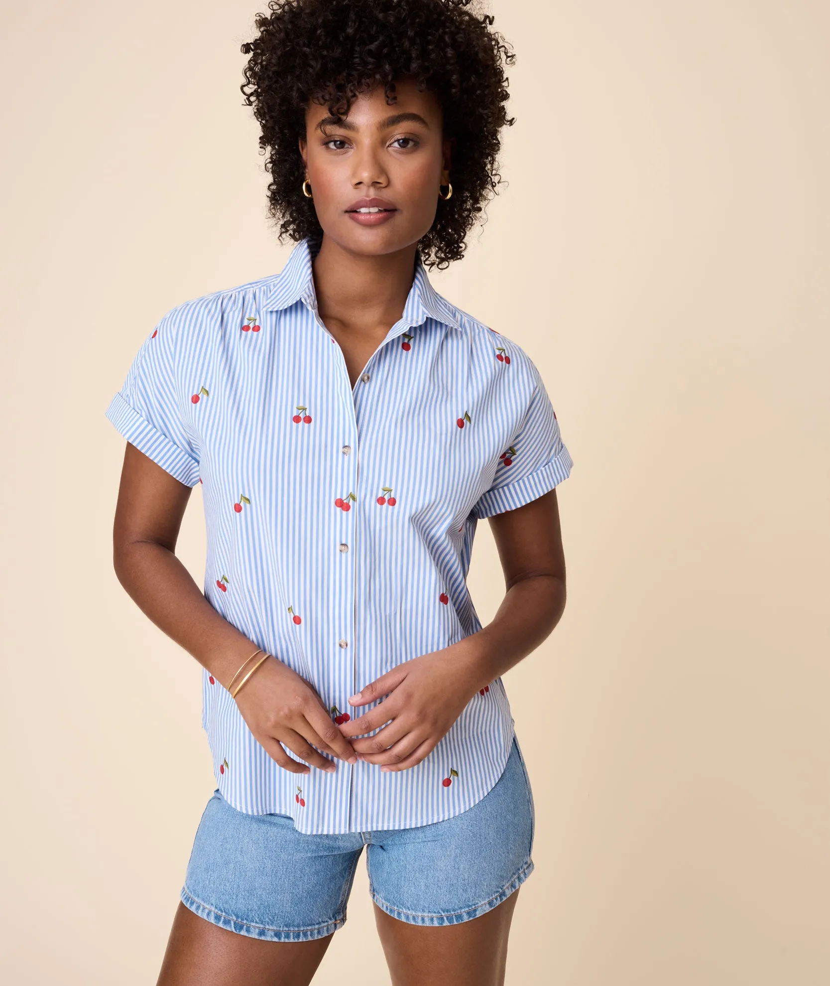 Cotton Stretch Short Sleeve Charlotte Shirt - FINAL SALE