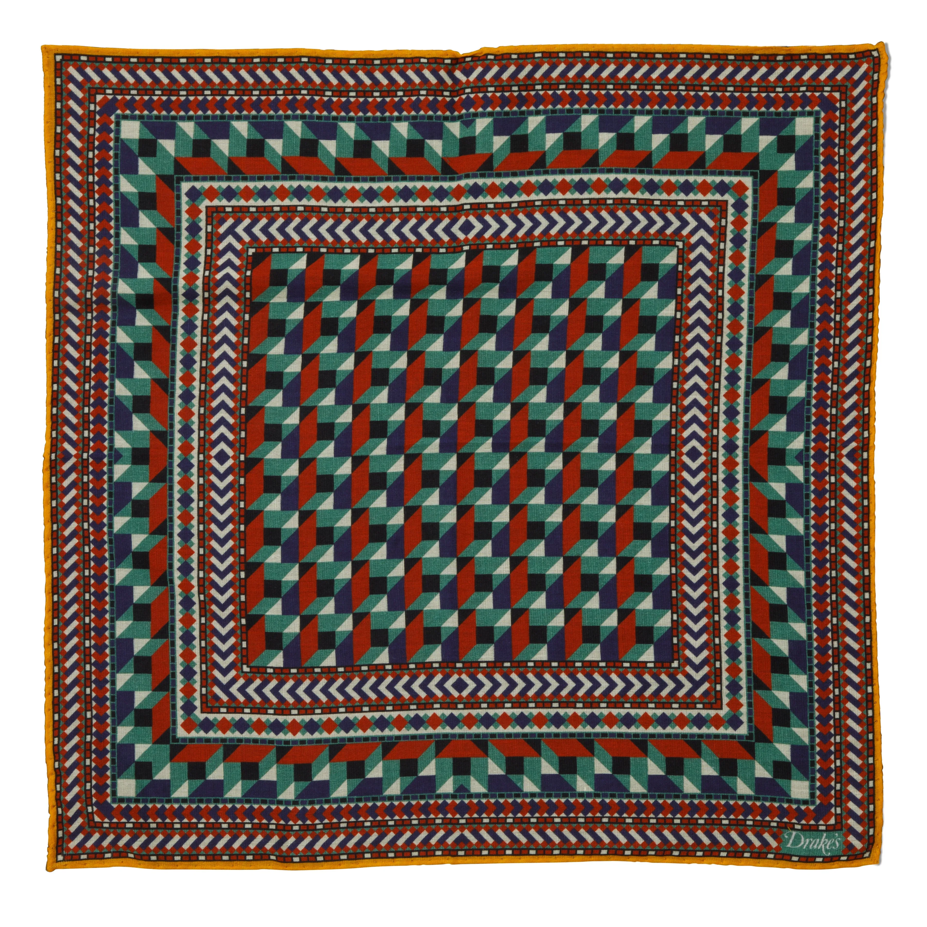 Cotton/Modal/Cashmere Geometric Print Pocket Square