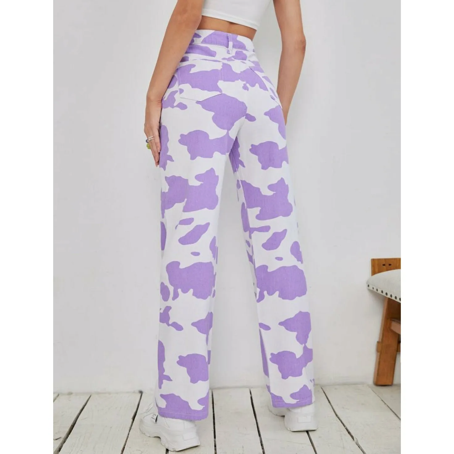 Cow Print wide Leg Jeans