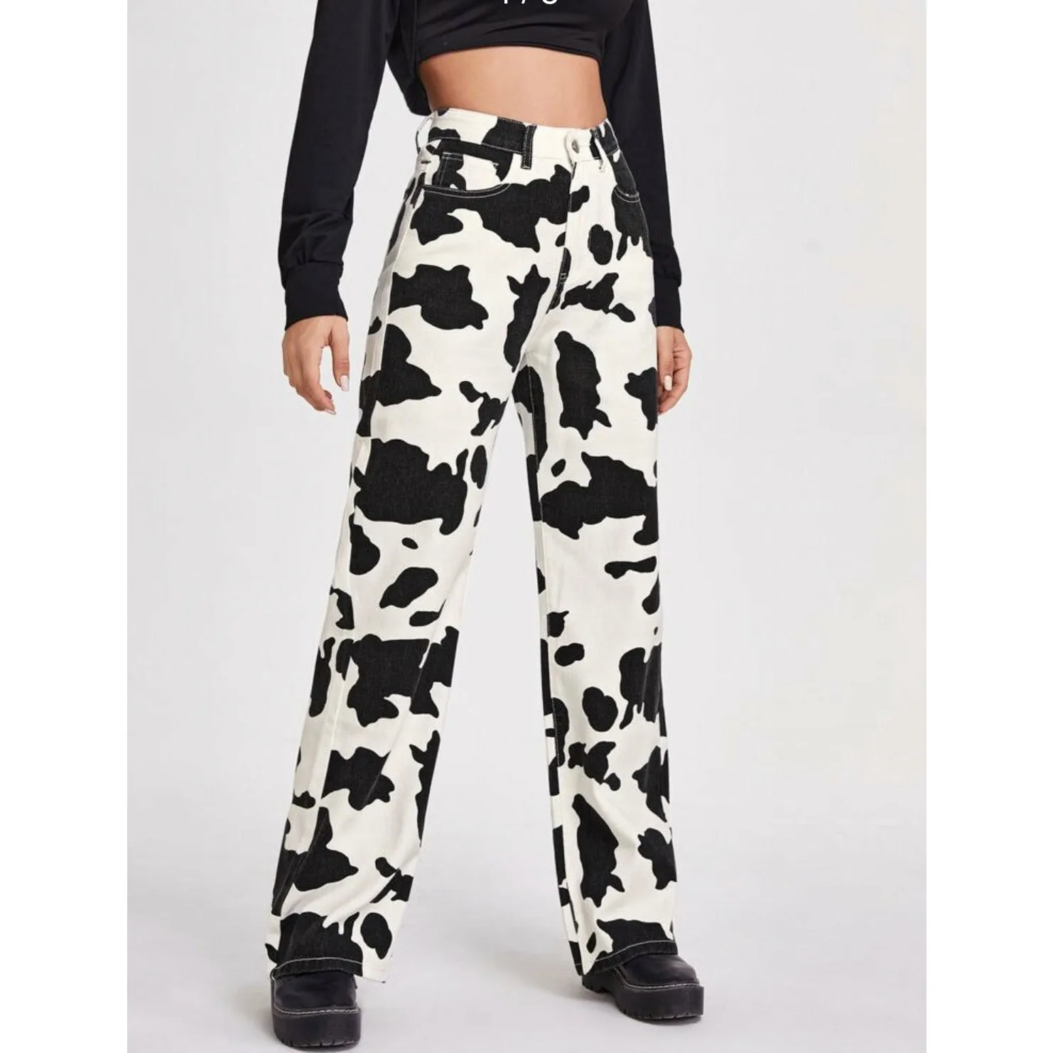 Cow Print wide Leg Jeans