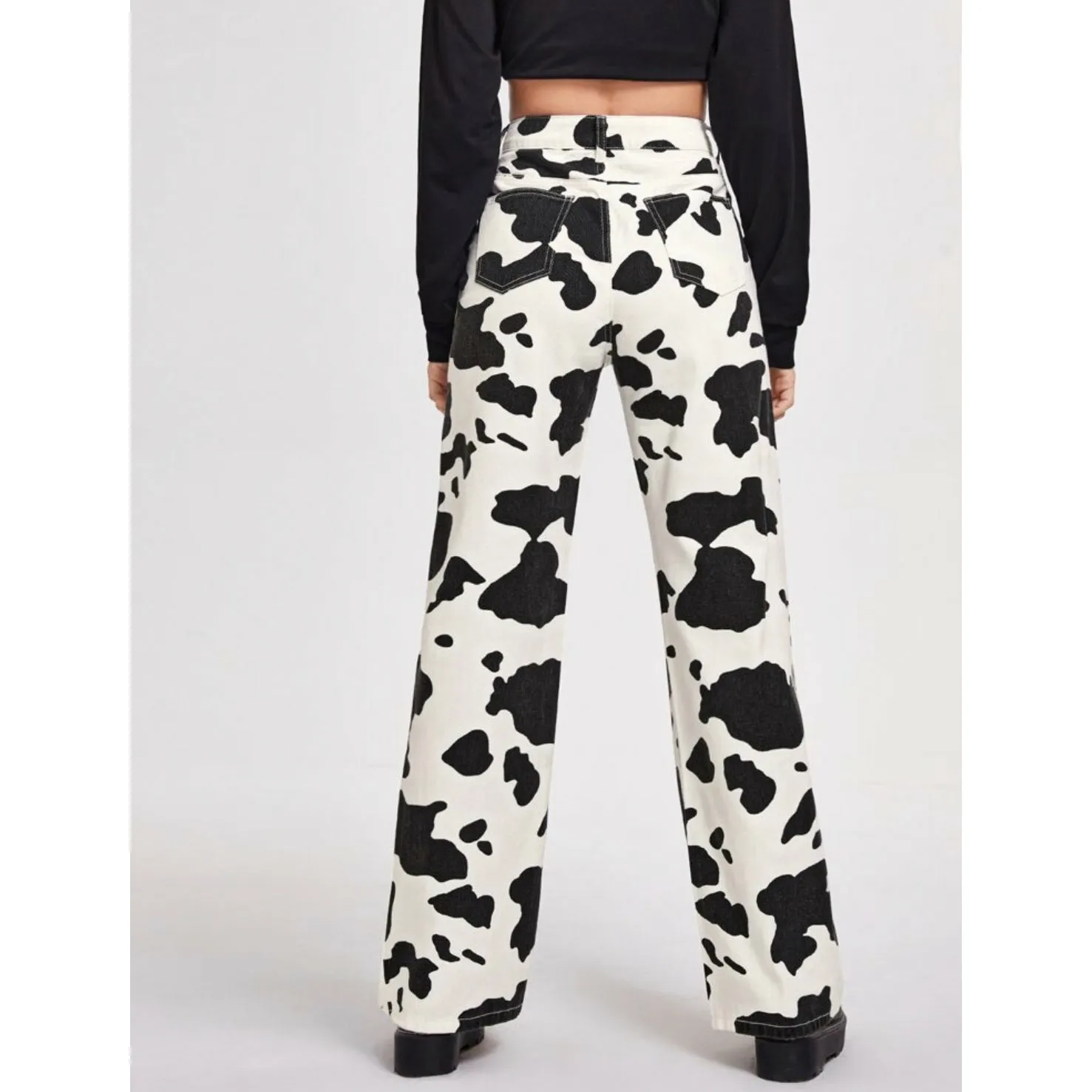 Cow Print wide Leg Jeans