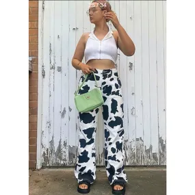 Cow Print wide Leg Jeans