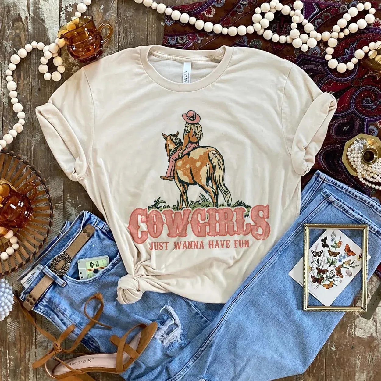 Cream Cowgirls Just Want to Have Fun Tee