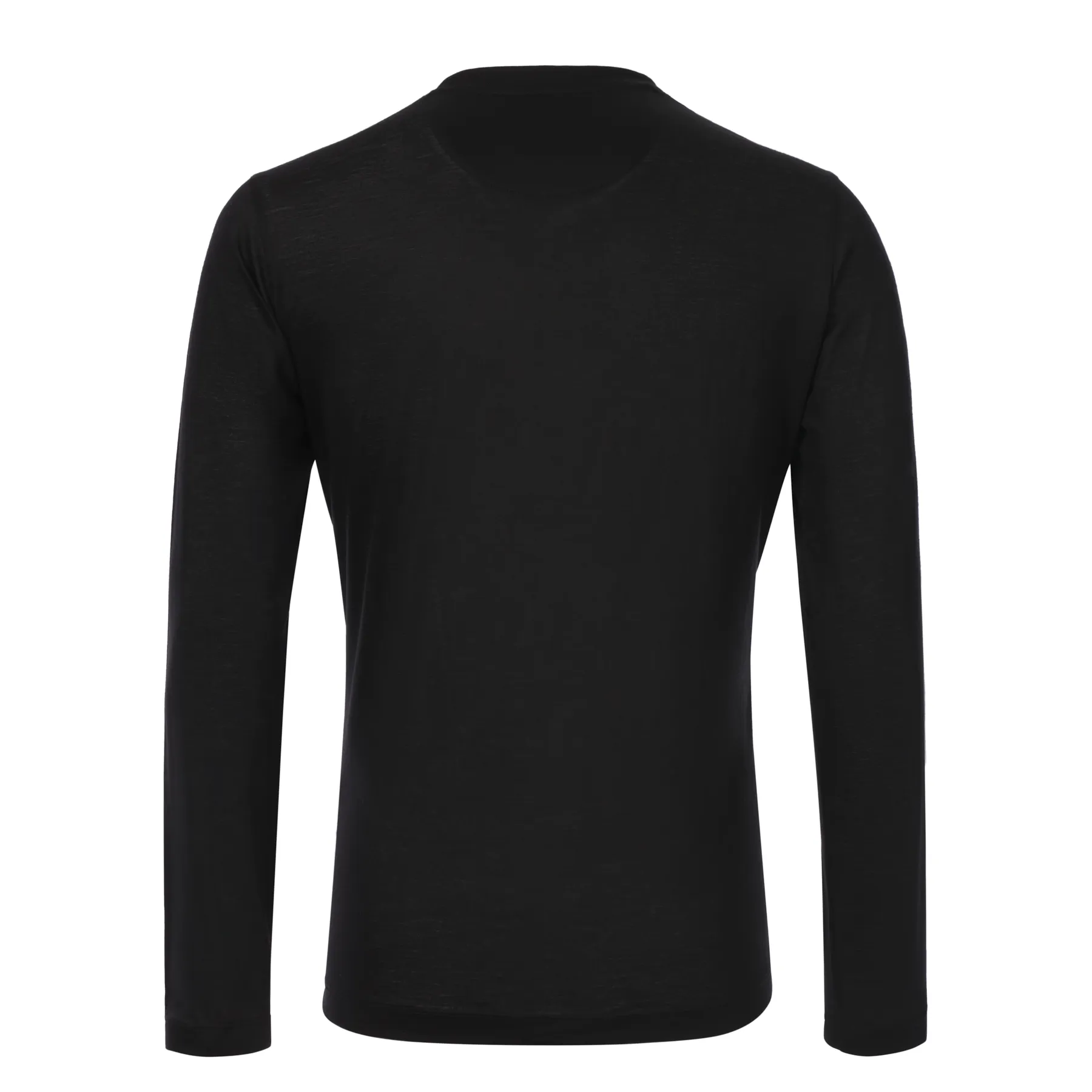 Crew-Neck Cashmere Long Sleeve T-Shirt in Black