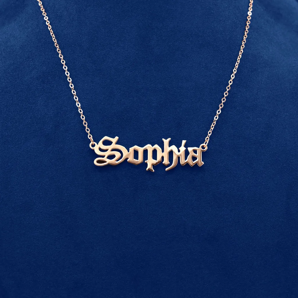 Custom Old English Name Necklace