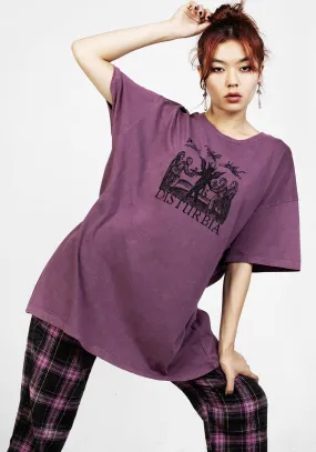 Devil Purple Acid Wash Oversized Tee