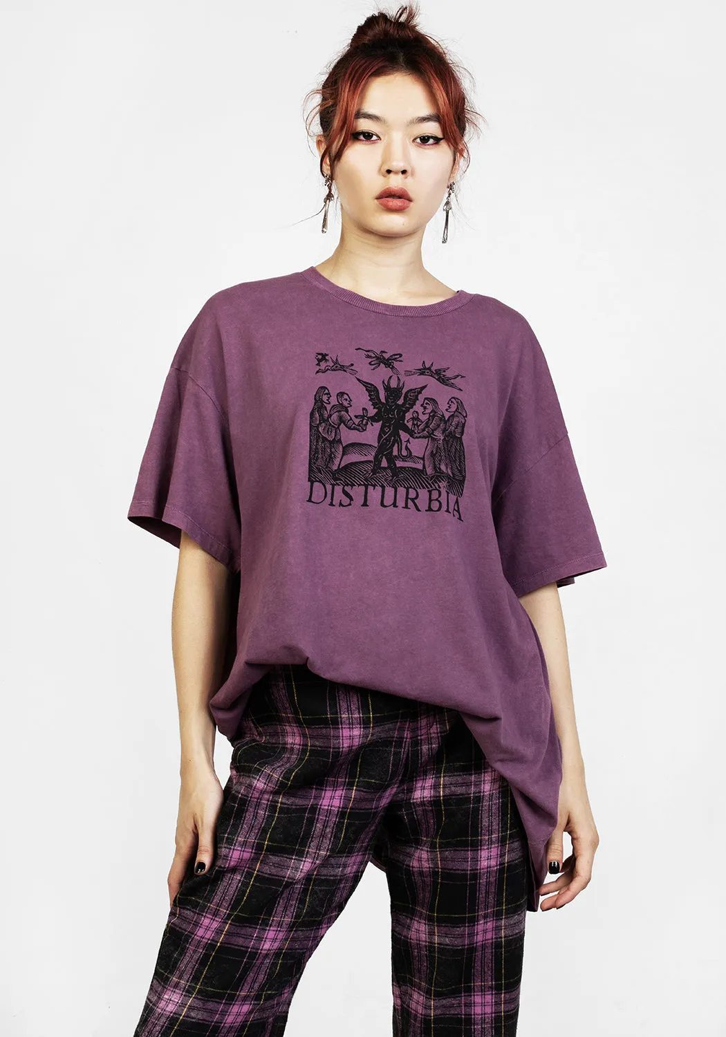 Devil Purple Acid Wash Oversized Tee